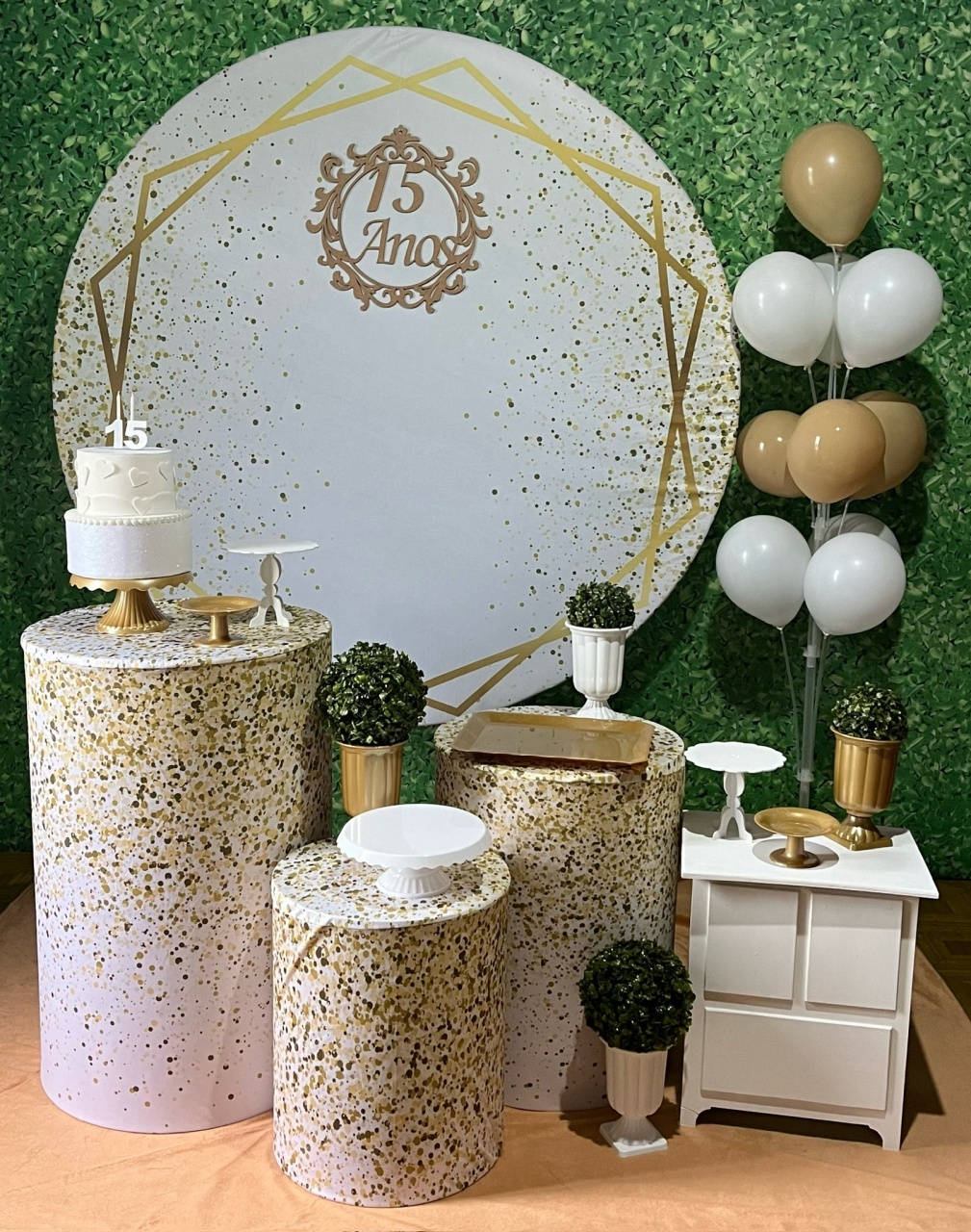 Glitter Branco E Dourado - Decoreli Decorações Pegue e Monte