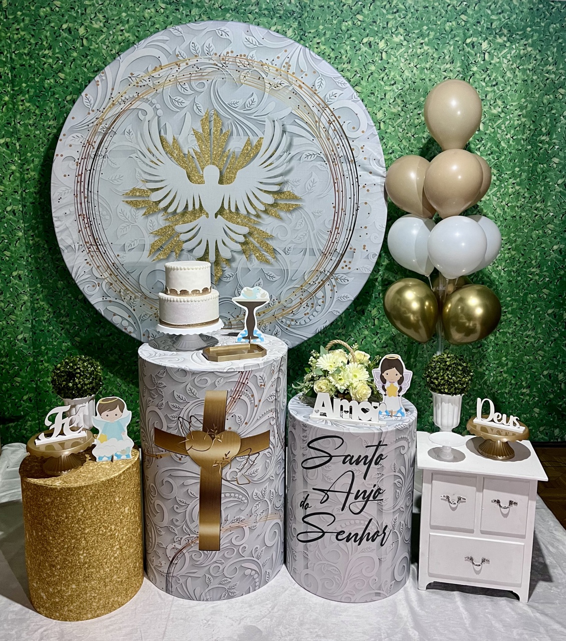 Batizado Espírito Santo - Kit Médio 1 - Decoreli Decorações Pegue e Monte