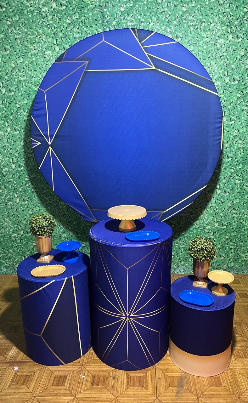 Azul Geométrico - Kit Básico - Decoreli Decorações Pegue e Monte