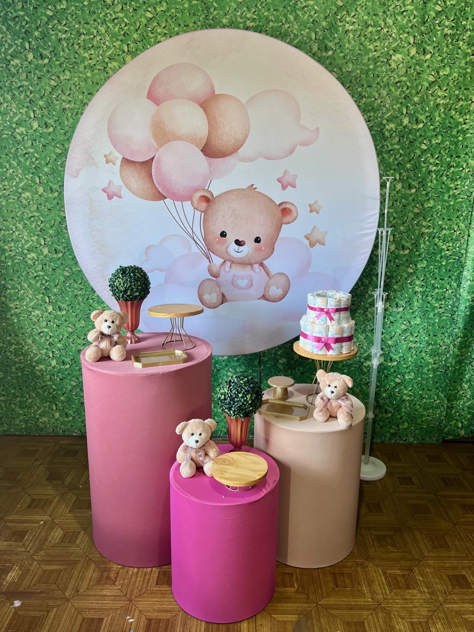 Urso Balões Rosa - Básico - Decoreli Decorações Pegue e Monte