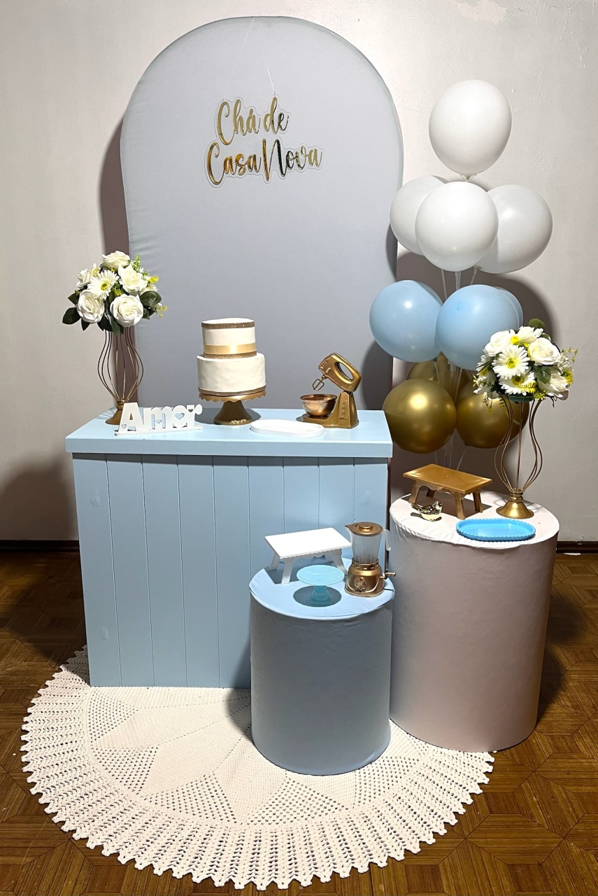 Chá de Casa Nova Azul Boiresie - Decoreli Decorações Pegue e Monte