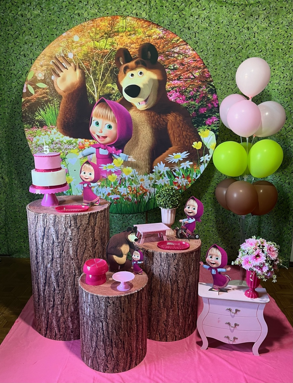 Masha E Urso - Kit Médio - Decoreli Decorações Pegue e Monte