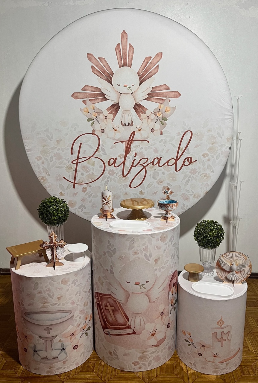 Batizado - Espírito Santo - Kit Básico - Decoreli Decorações Pegue e Monte