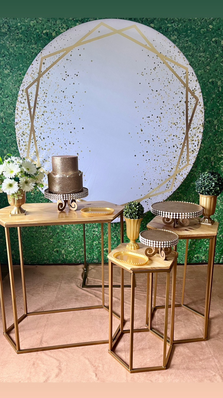 Glitter + Mesas Sextavadas - Decoreli Decorações Pegue e Monte