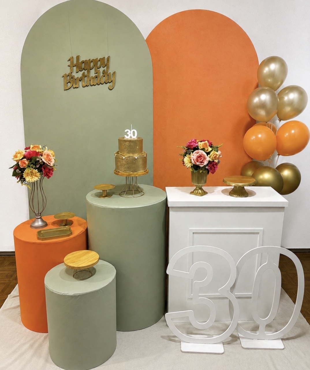 Romanos Verde Chá E Laranja - Decoreli Decorações Pegue e Monte