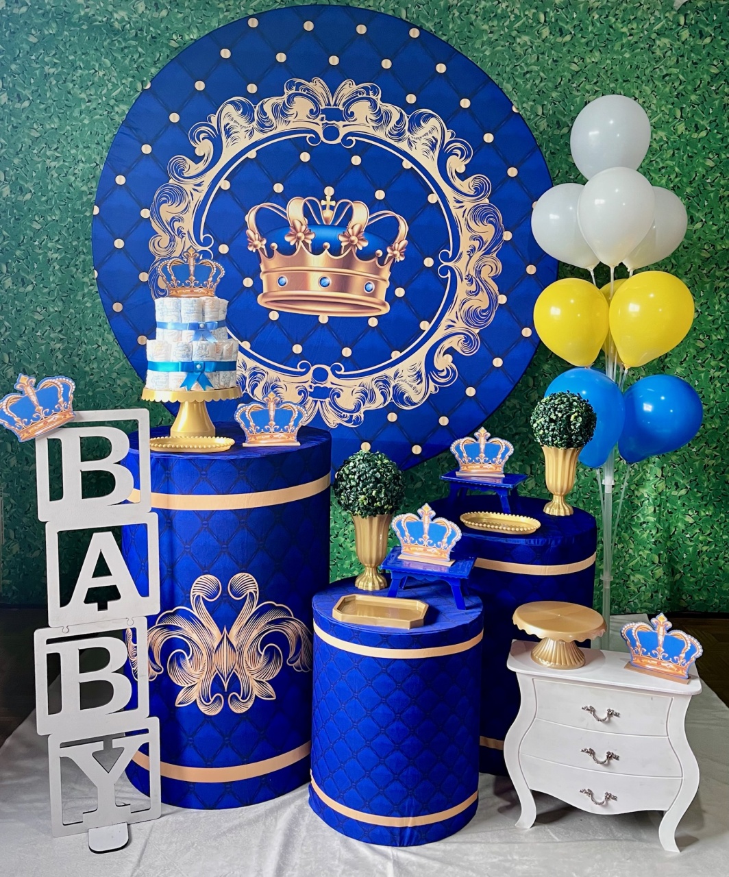 Realeza Chá de Bebê Azul - Decoreli Decorações Pegue e Monte