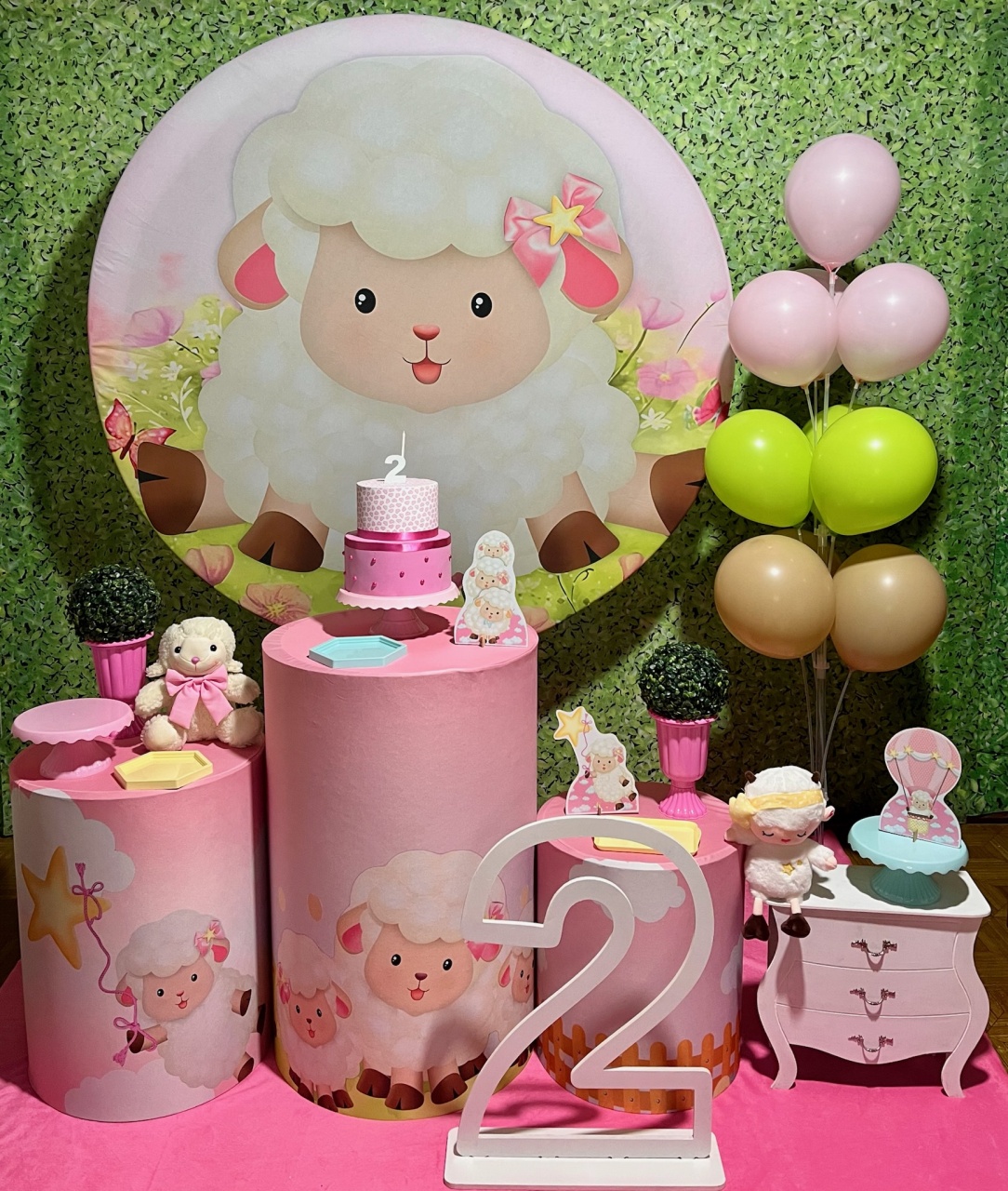 Ovelhinha Rosa - Kit Médio - Decoreli Decorações Pegue e Monte