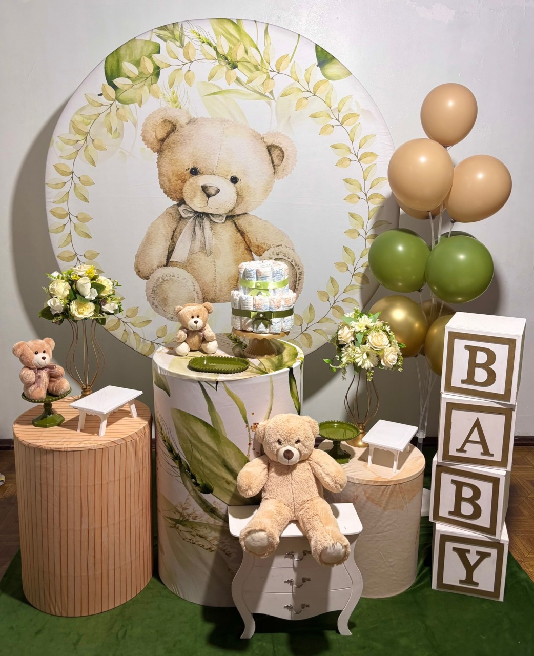 Urso Verde - Kit Médio - Decoreli Decorações Pegue e Monte