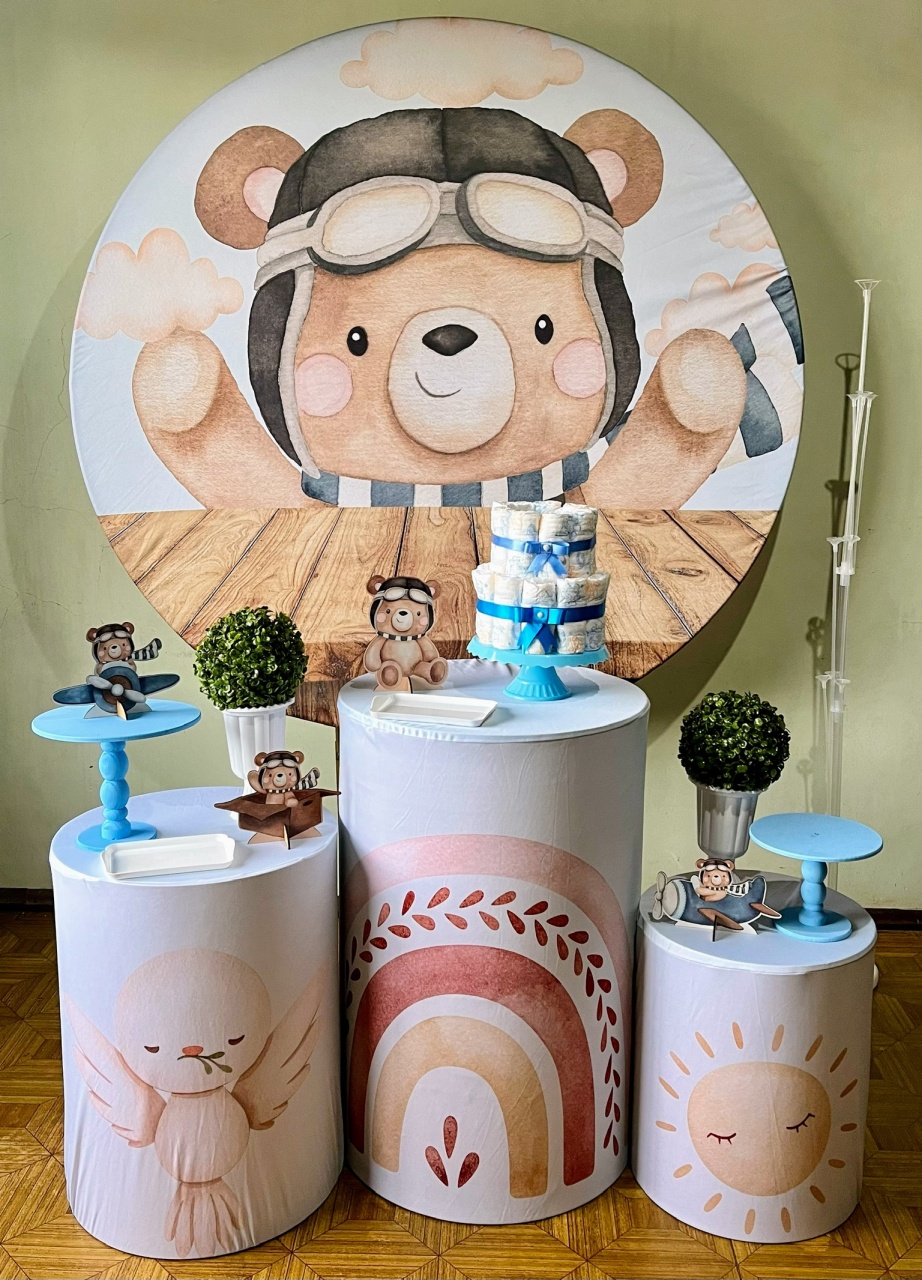 Urso Aviador - Básico - Decoreli Decorações Pegue e Monte