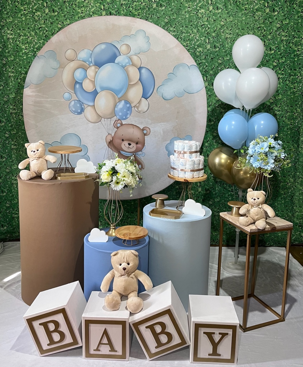 Urso Balões Azul - Kit Médio - Decoreli Decorações Pegue e Monte