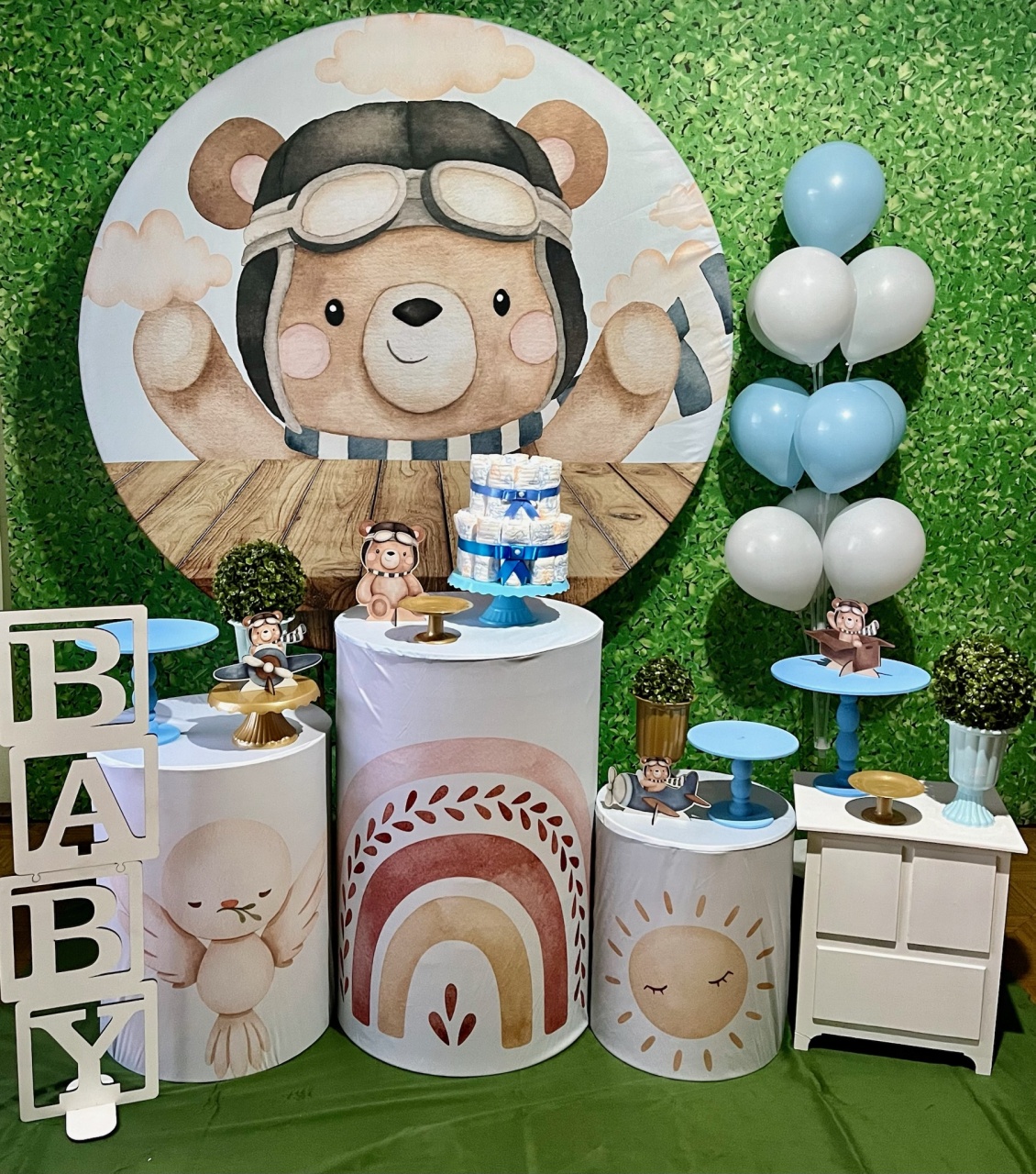 Urso Aviador - Médio - Decoreli Decorações Pegue e Monte