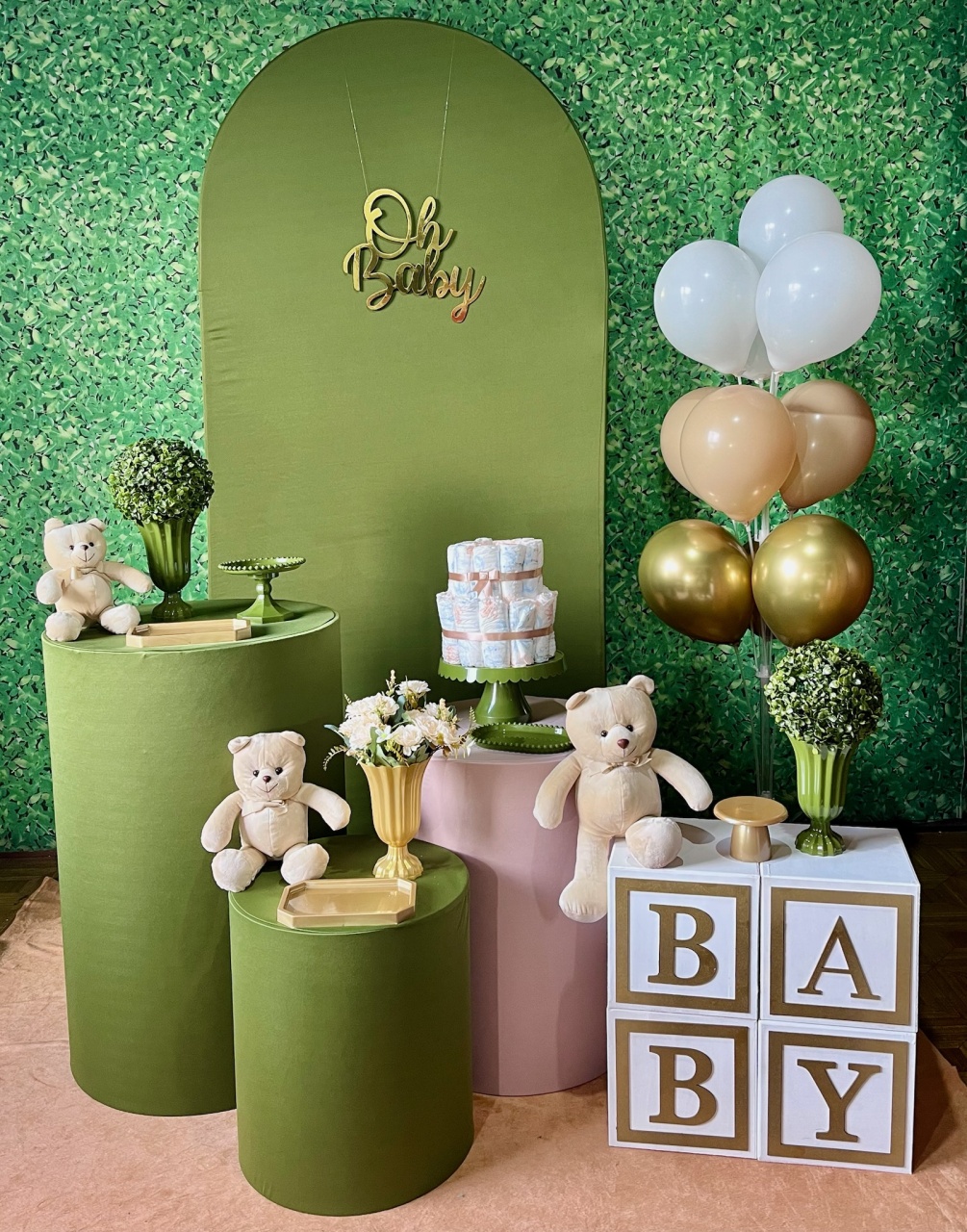 Oh Baby Verde Oliva C/ Cubos - Decoreli Decorações Pegue e Monte
