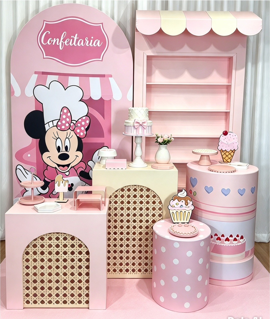 @Kit B - Premium - Minnie Confeiteira (Painel) - Studio Petit