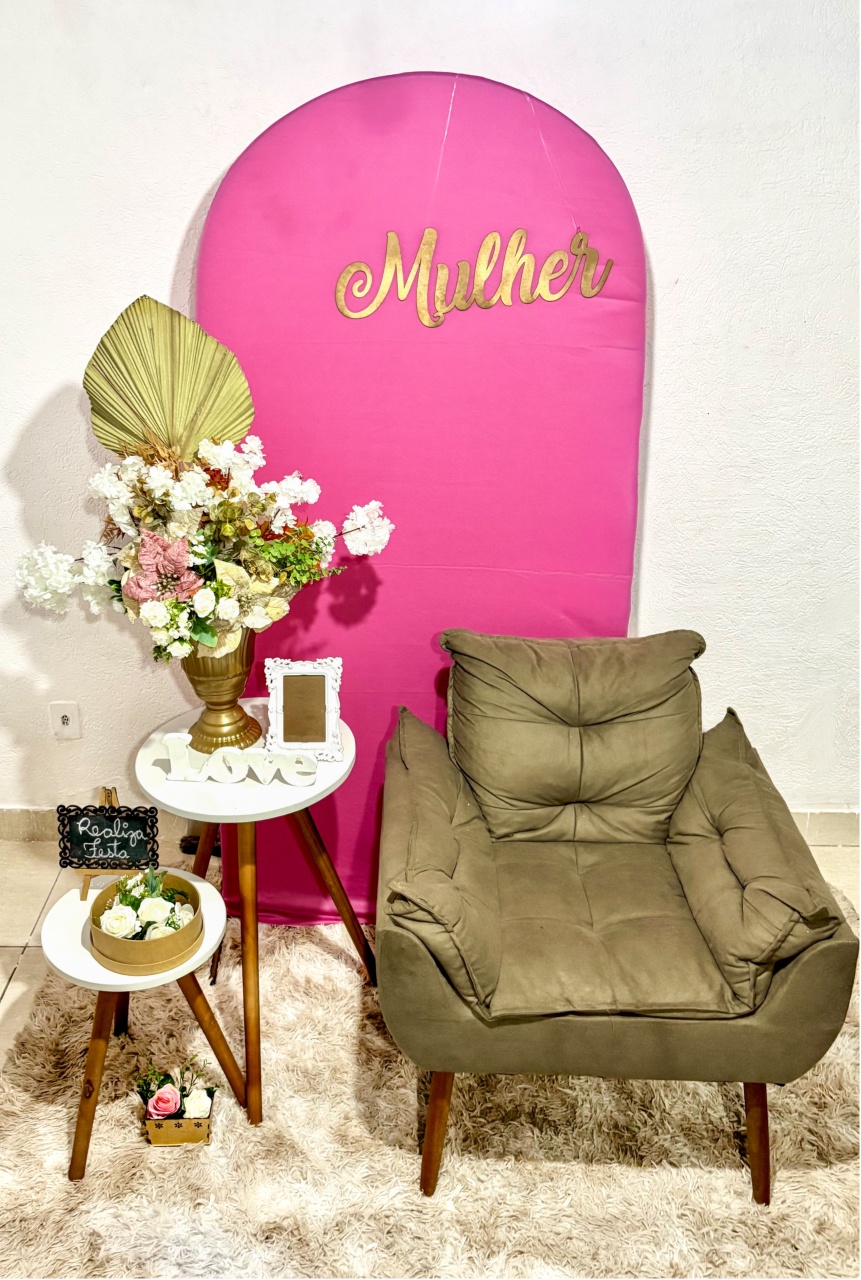 Kit Encontro de Mulheres Painel Rosa Chiclete - Realiza Festa