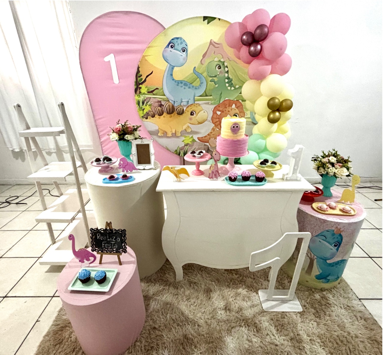 Kit Premium Infantil Feminino Dino Baby Menina - Realiza Festa