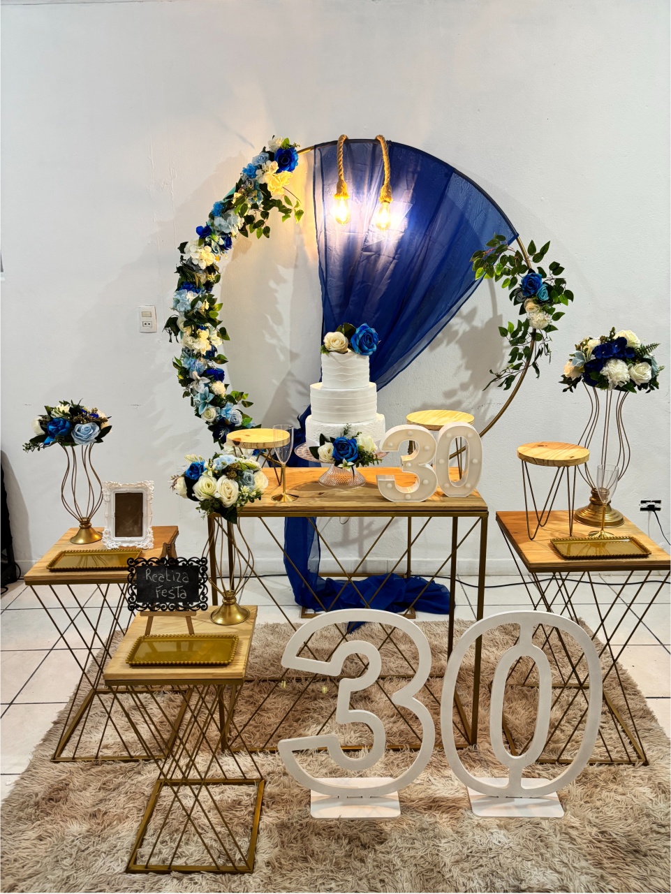 Kit Premium Adulto Feminino Azul Com Tecido Azul Escuro - Realiza Festa