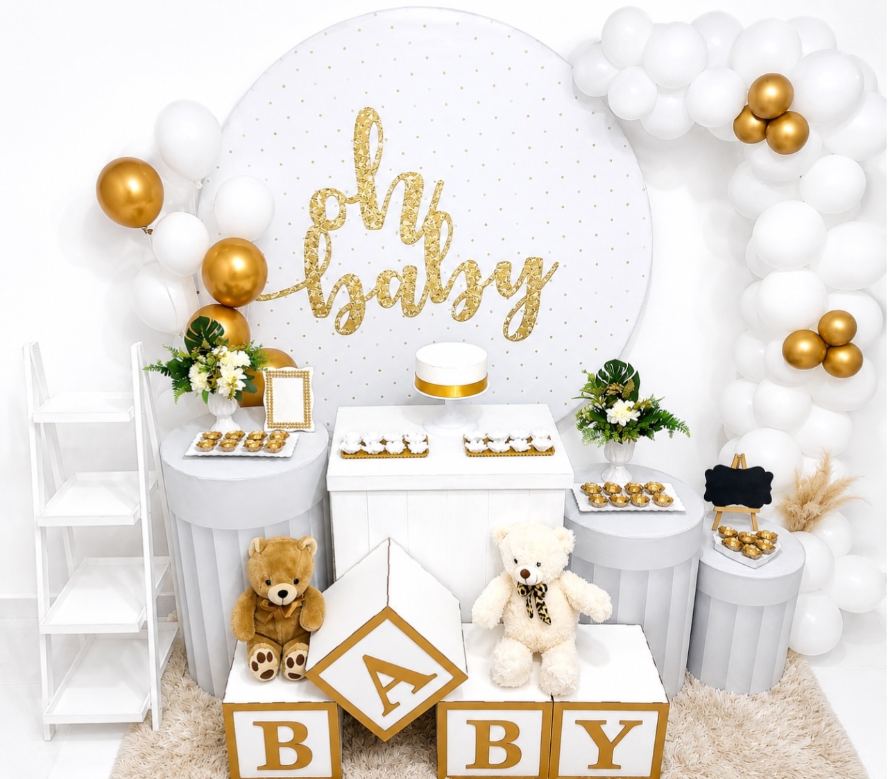 Kit Premium Chá de Bebê/ Revelação Oh Baby Branco - Realiza Festa