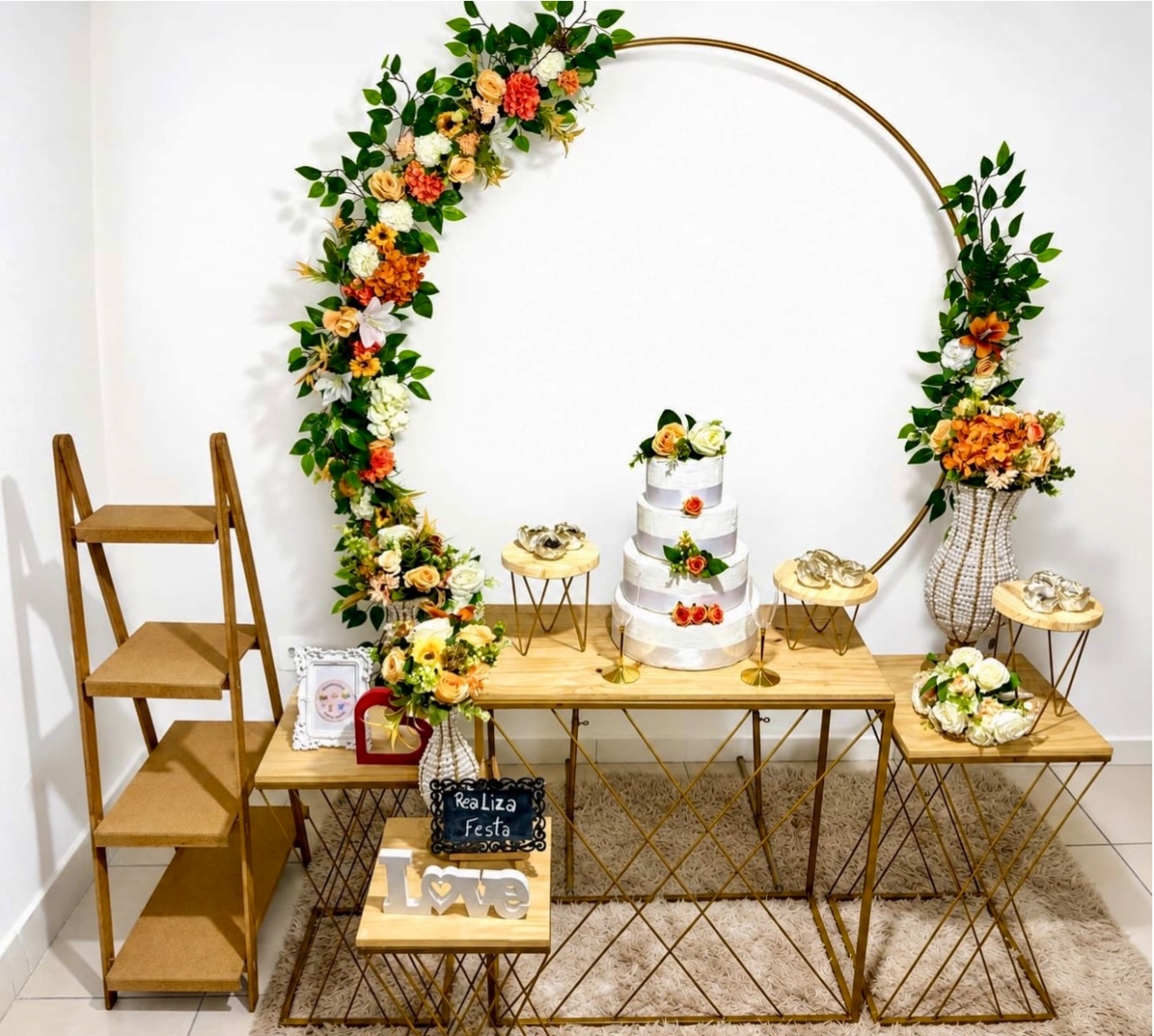 Kit Luxo Casamento Laranja Com Escadinha - Realiza Festa