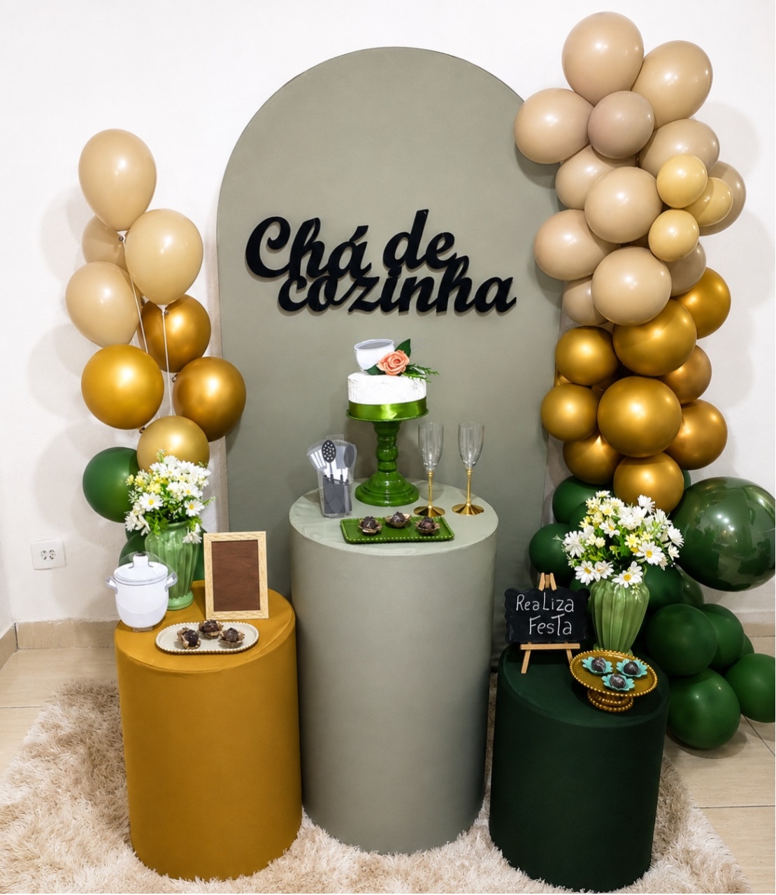 Kit Festa Chá de Cozinha Verde Oliva - Realiza Festa