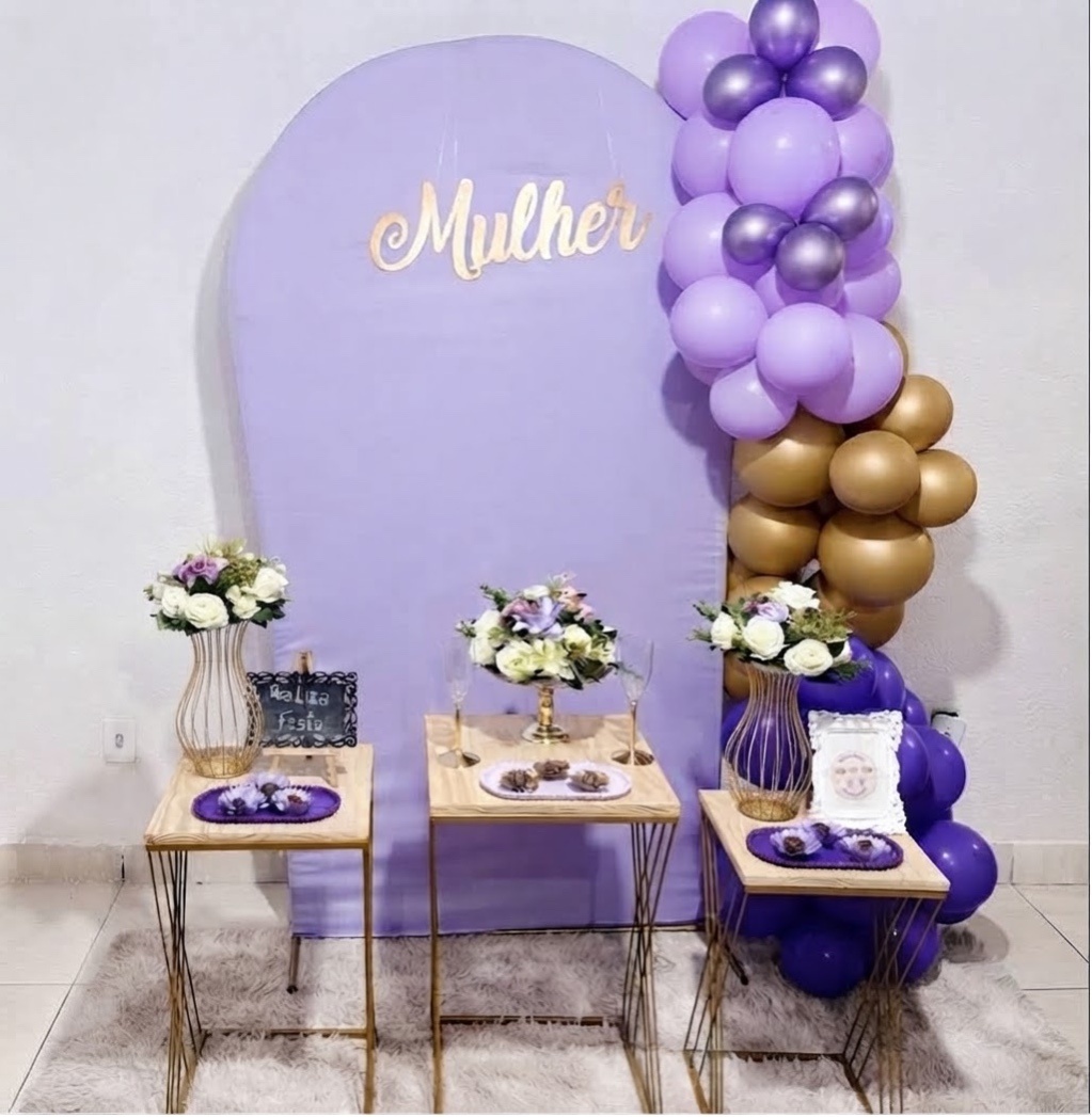 Kit Encontro de Mulheres Lilás (Mesas) - Realiza Festa