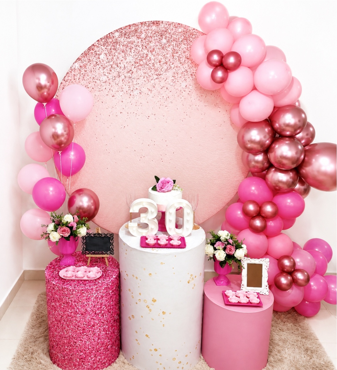 Kit Festa Adulto Feminino Glitter Rosa - Realiza Festa