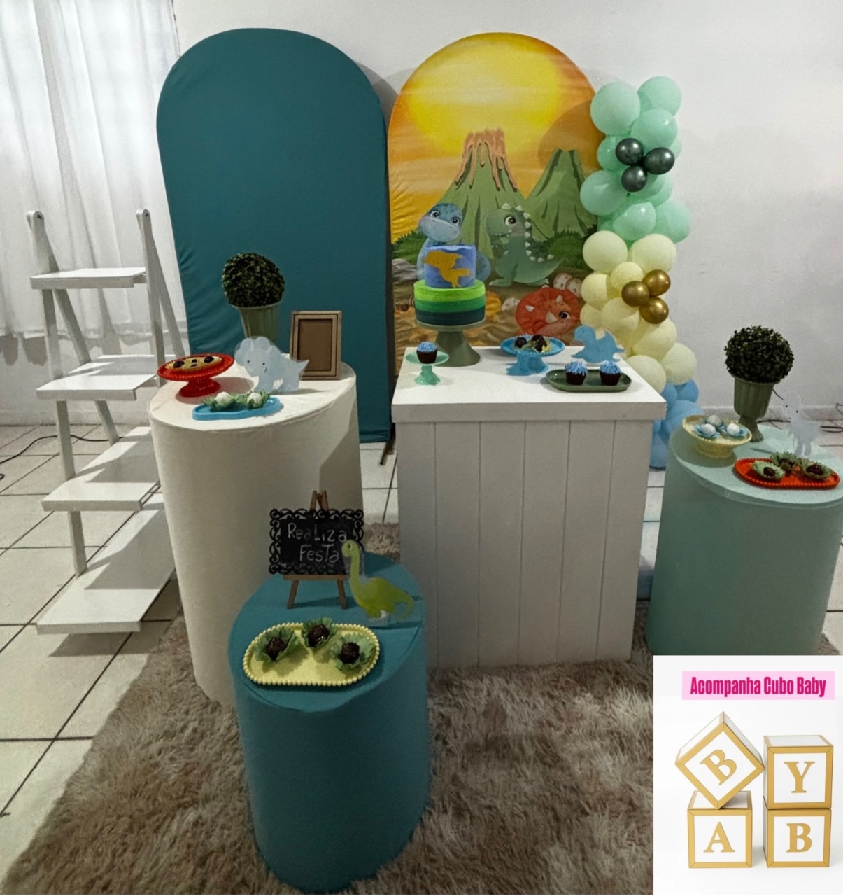 Kit Premium Chá de Bebê Dino Baby Menino - Realiza Festa