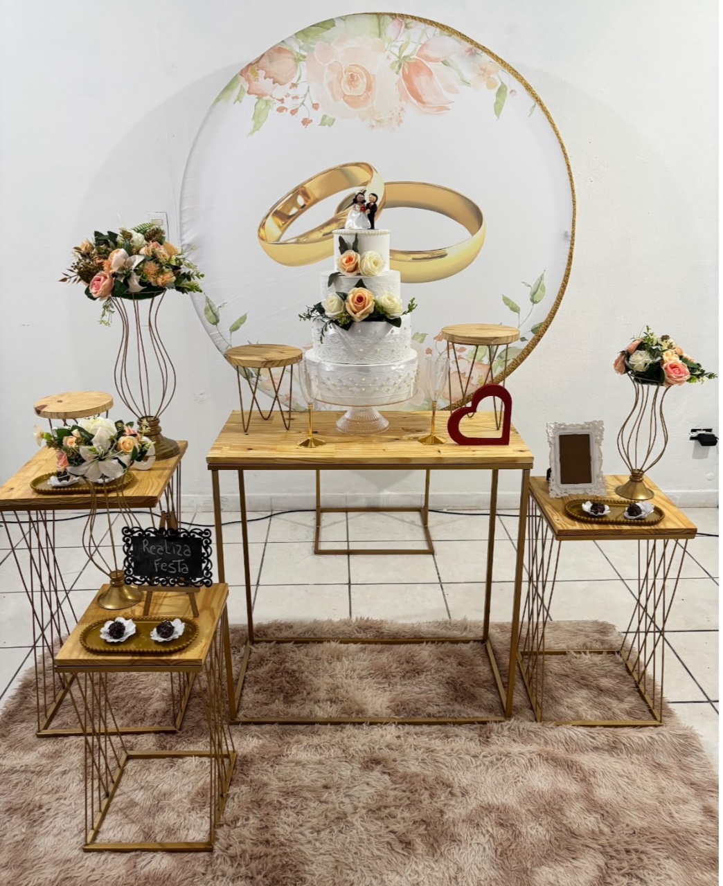 Kit Luxo Casamento Capa Aliança Salmão - Realiza Festa