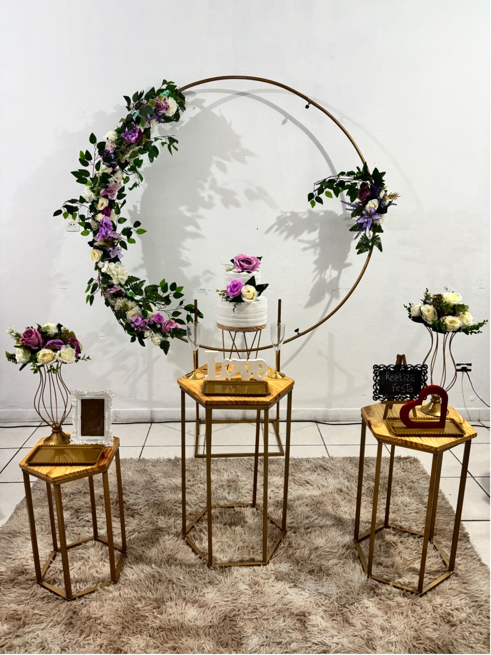 Kit Festa Casamento Arco de Flores Lilás - Realiza Festa