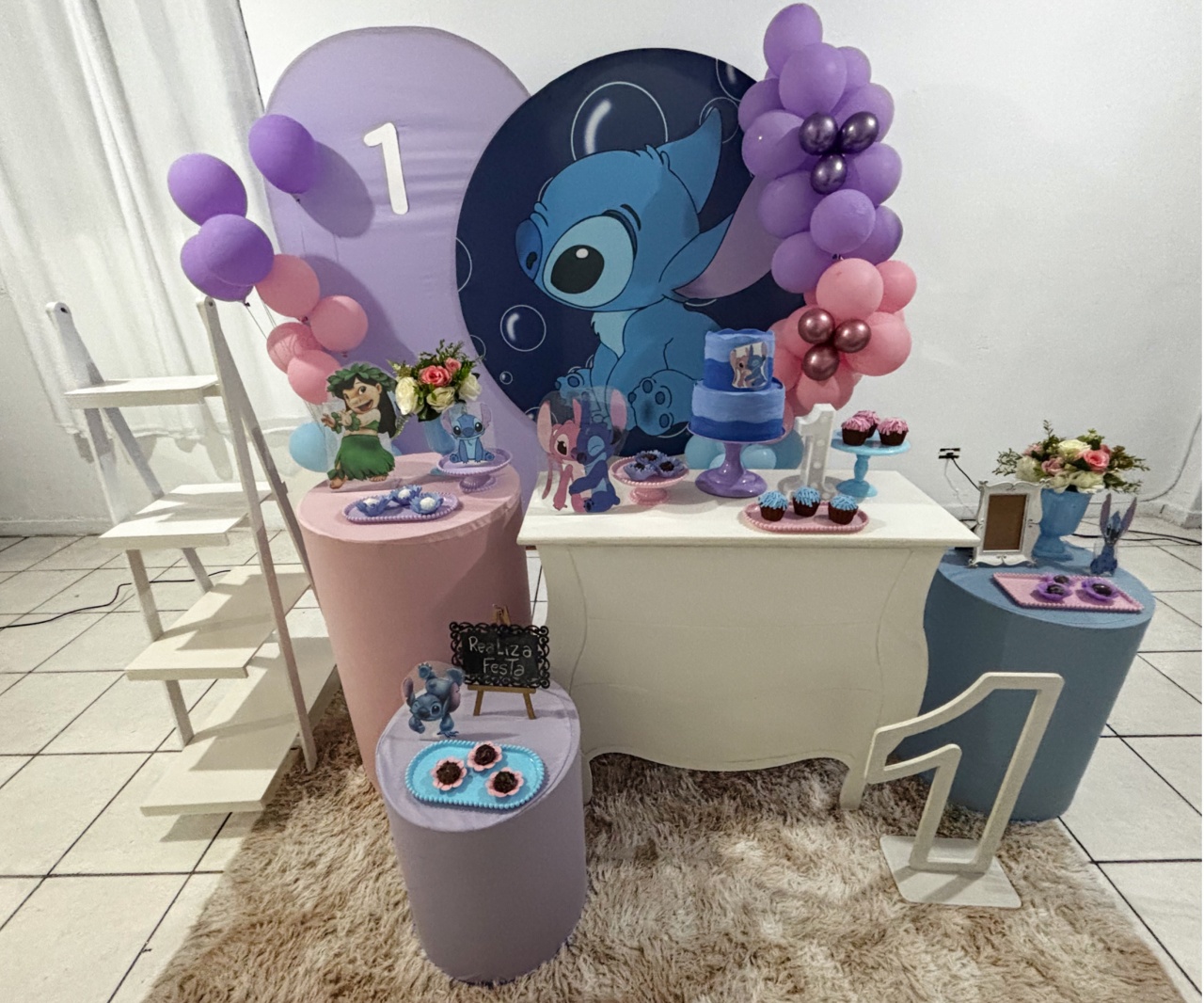 Kit Premium Infantil Feminino - Stitch Redondo - Realiza Festa