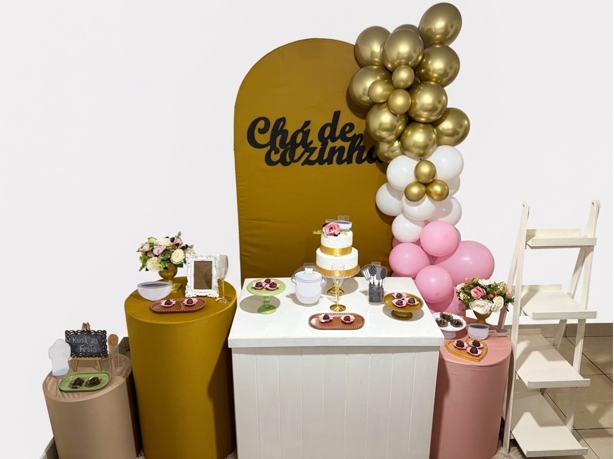 Kit Luxo Chá de Cozinha Dourado Queimado - Realiza Festa
