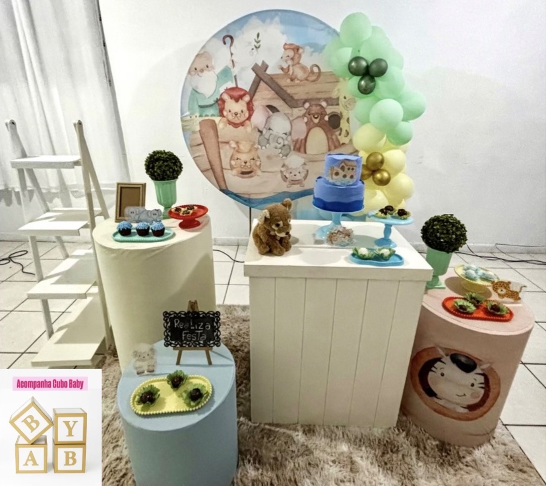 Kit Luxo Chá de Bebê Arca de Noé Menino - Realiza Festa