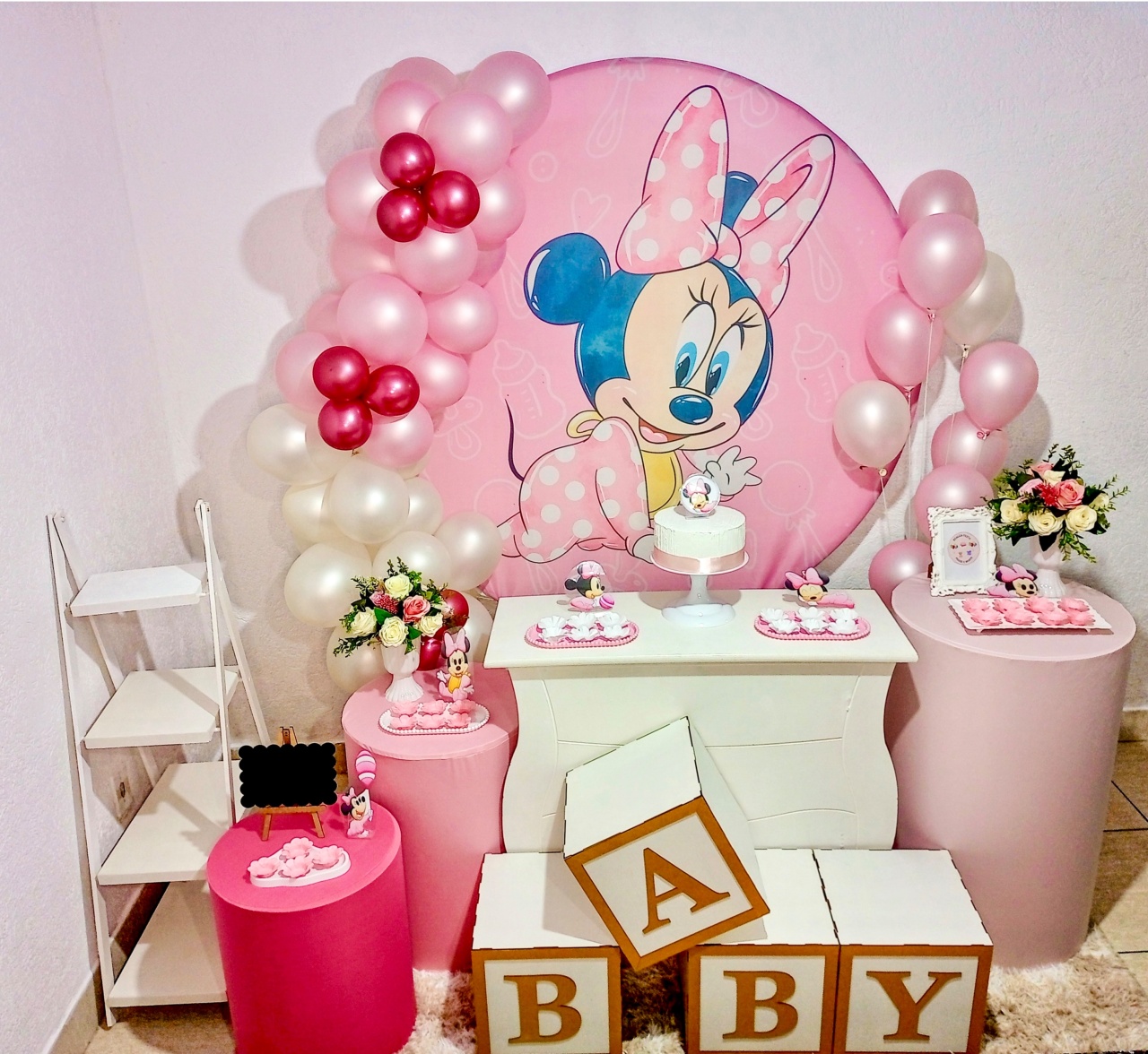 Kit Luxo Chá de Bebê Feminino Minnie Rosa Baby - Realiza Festa