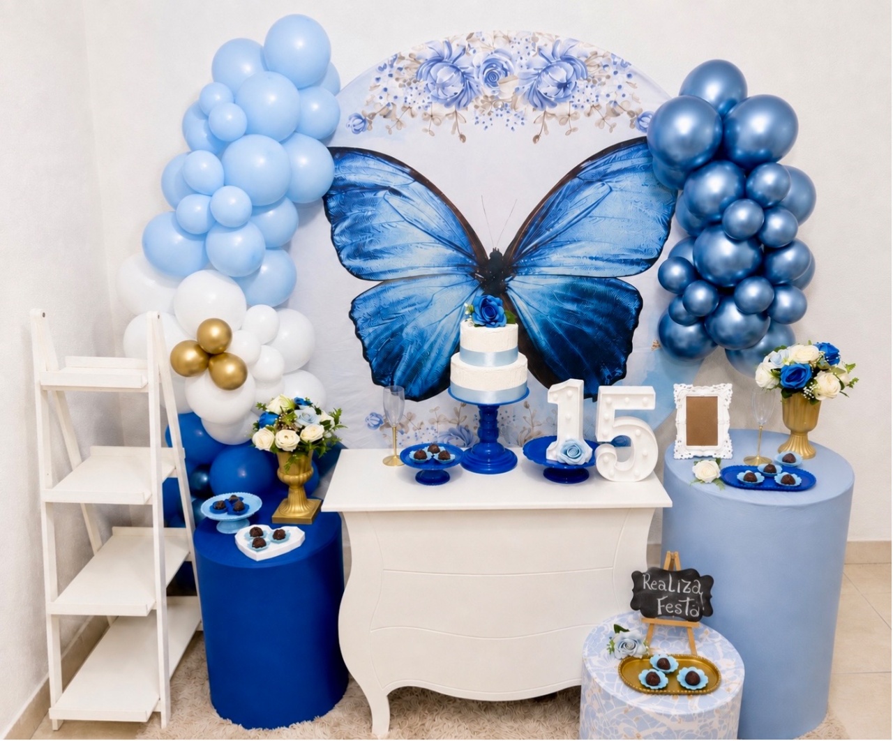 Kit Luxo 15 Anos Borboleta Azul - Realiza Festa