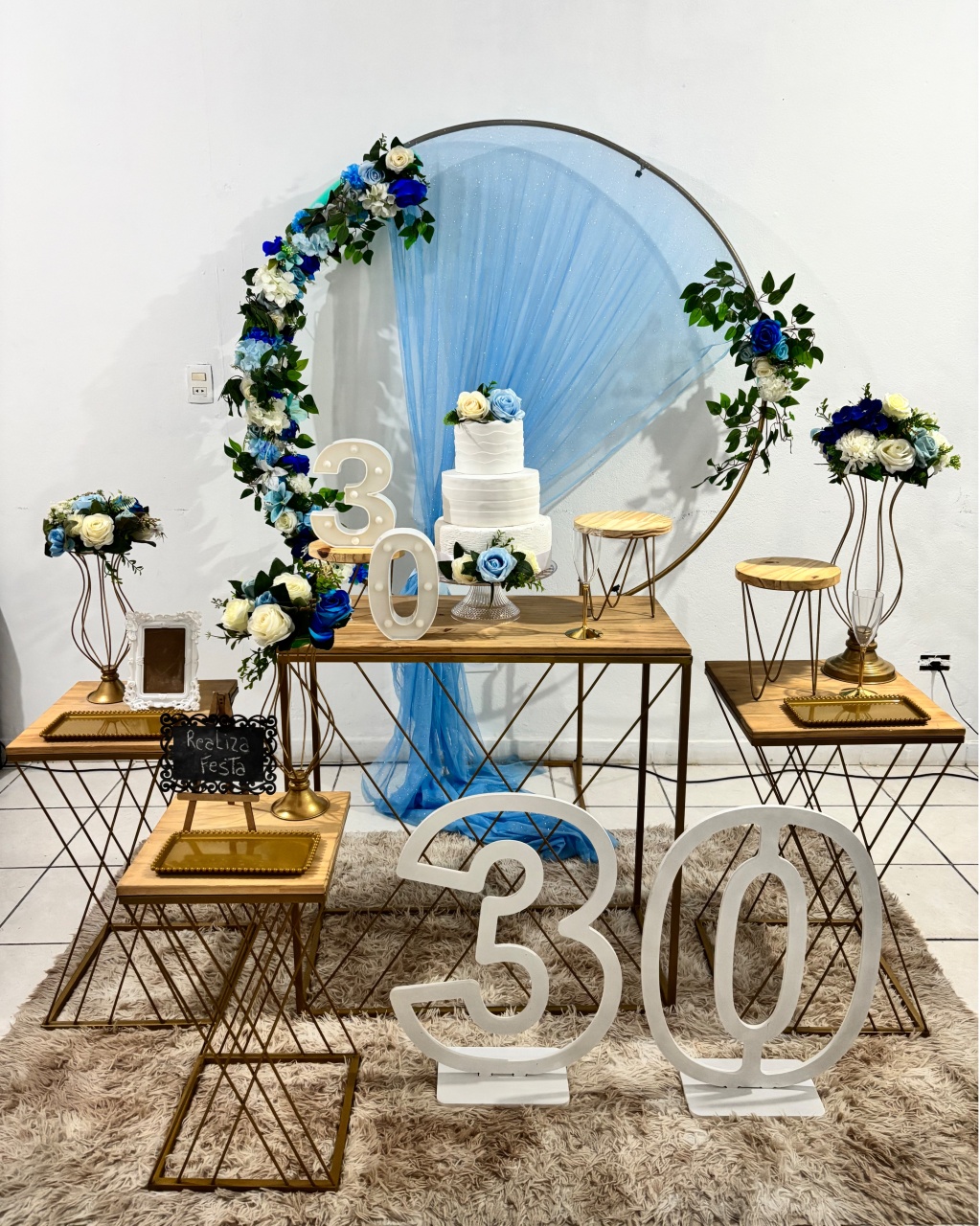 Kit Luxo Adulto Feminino Azul Com Tecido Azul Bebê - Realiza Festa
