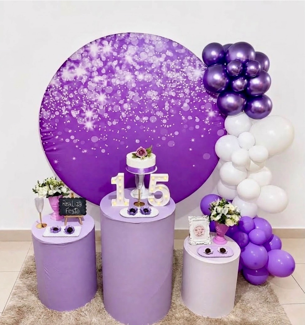 Kit Festa 15 Anos Glitter Lilás - Realiza Festa