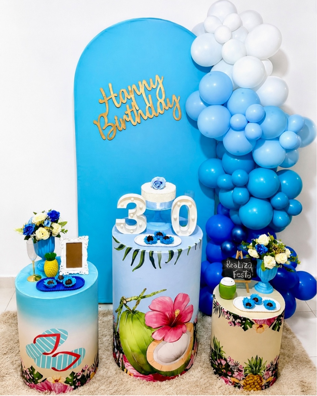 Kit Festa Adulto Azul Piscina Verão - Realiza Festa