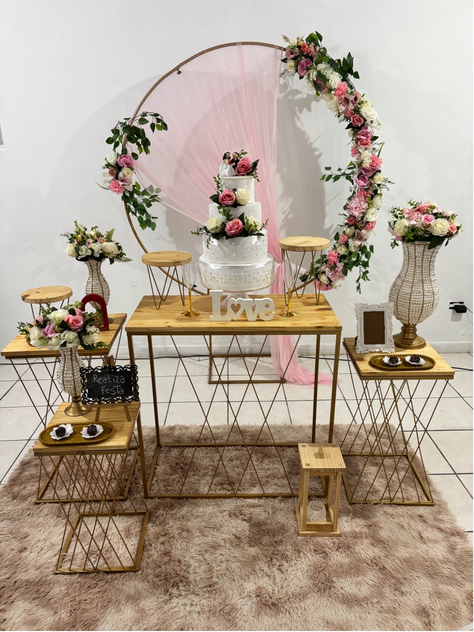 Kit Luxo Casamento Rosa Com Tecido Rosa - Realiza Festa