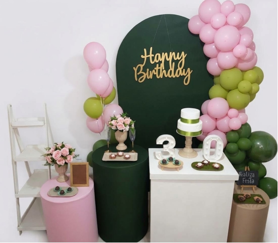 Kit Luxo Verde Militar Com Rosa - Realiza Festa