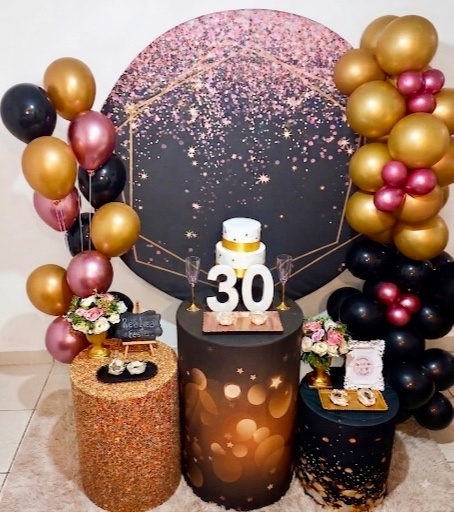 Kit Festa Adulto Feminino Preto Rose E Dourado - Realiza Festa