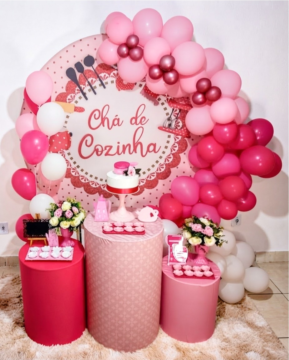 Kit Festa Chá de Cozinha Rosa - Realiza Festa