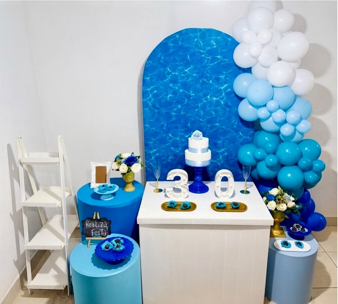 Kit Luxo Azul Efeito Água Feminino - Realiza Festa