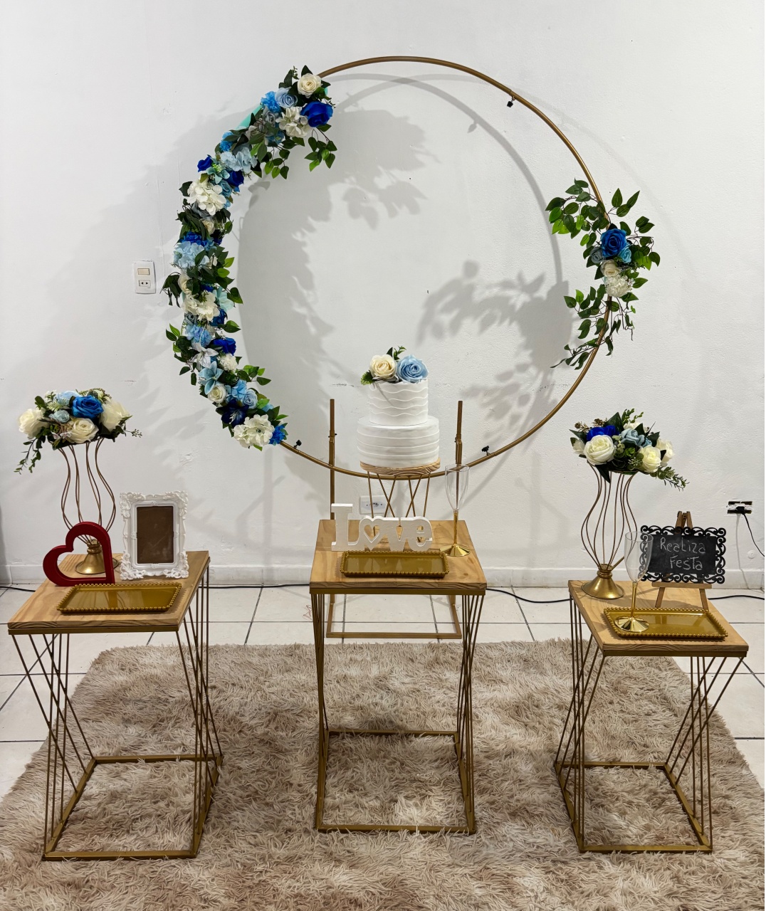 Kit Festa Casamento Arco de Flores Azul - Realiza Festa