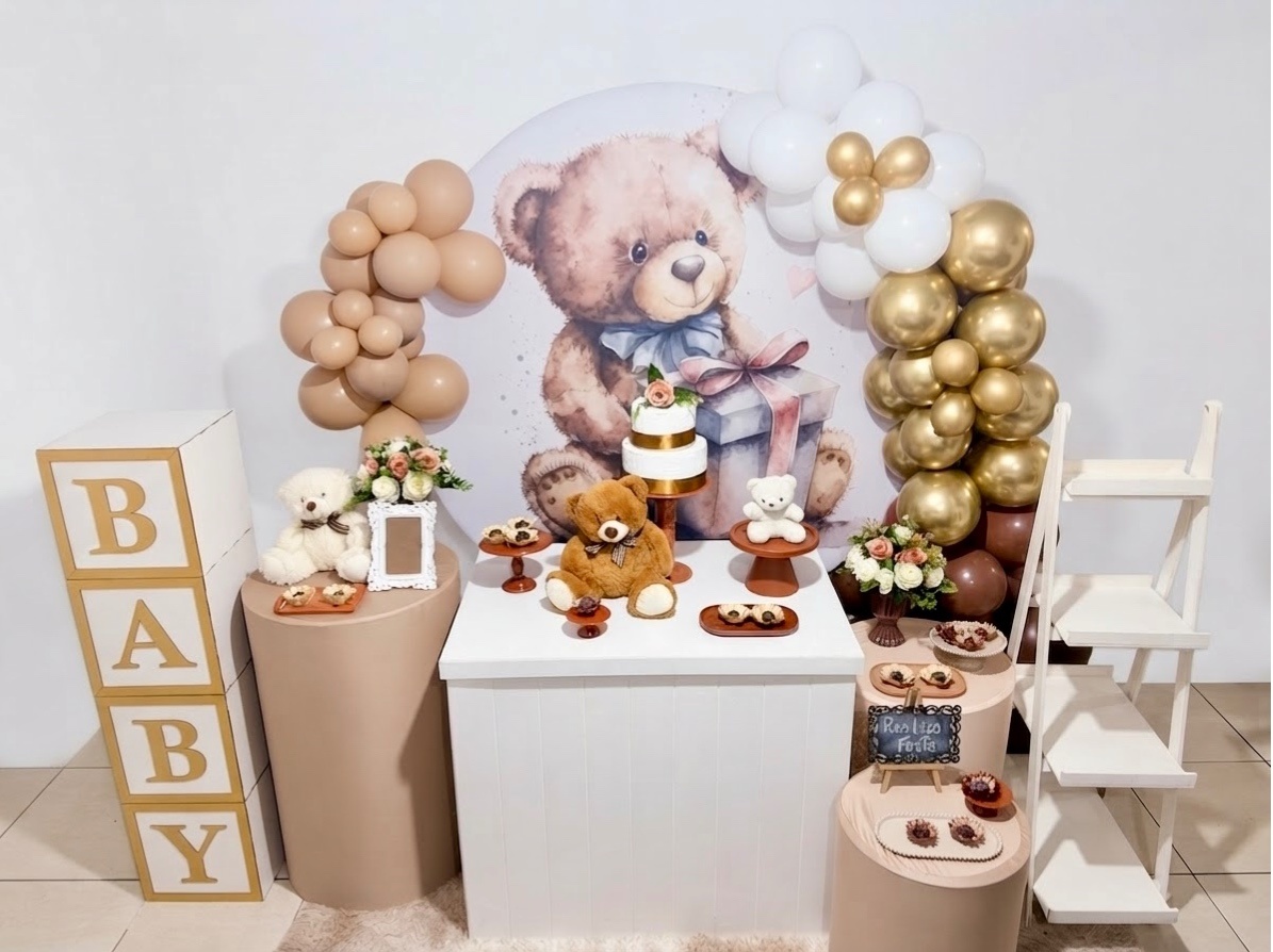 Kit Premium Chá Revelação/ Chá de Bebê Urso Marrom - Realiza Festa