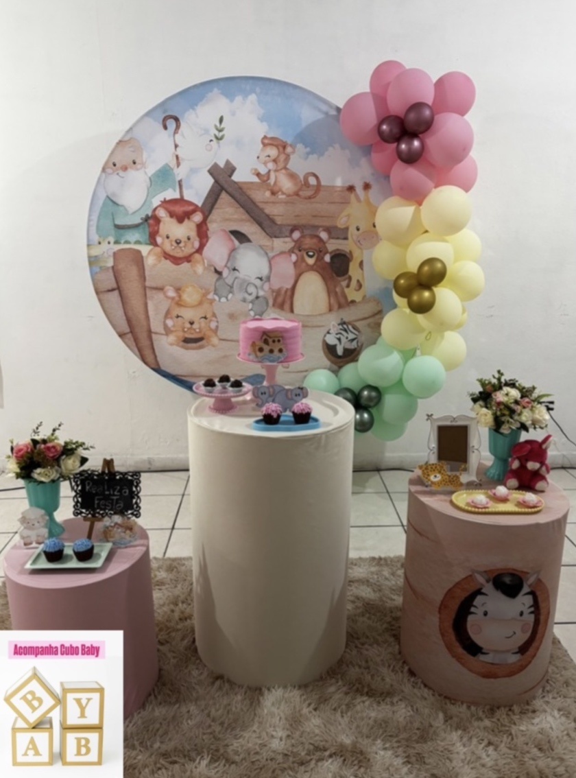 Kit Festa Chá de Bebê Arca de Noé Menina - Realiza Festa
