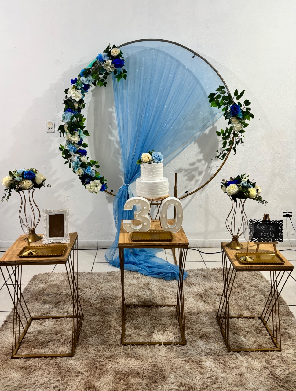 Kit Festa Adulto Feminino Azul Com Tecido Azul Bebê - Realiza Festa