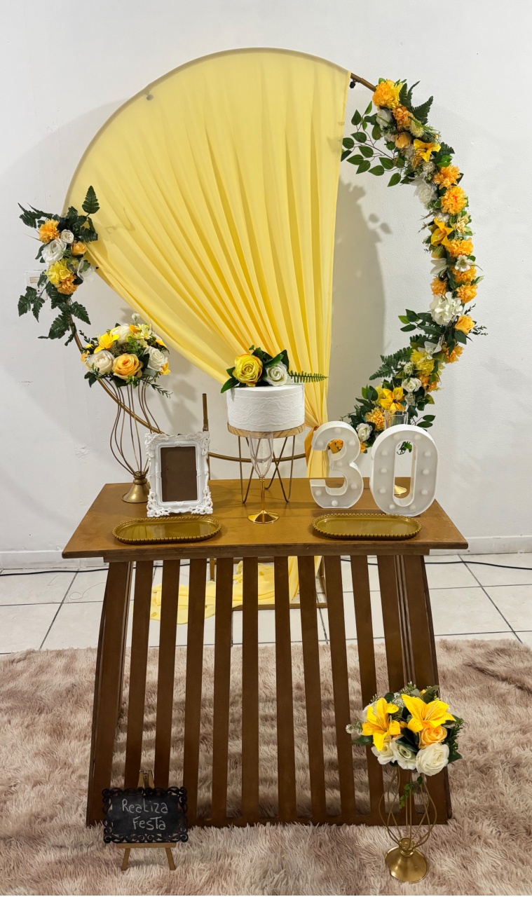 Kit Festa Adulto Feminino Rústico Amarelo Manteiga - Realiza Festa