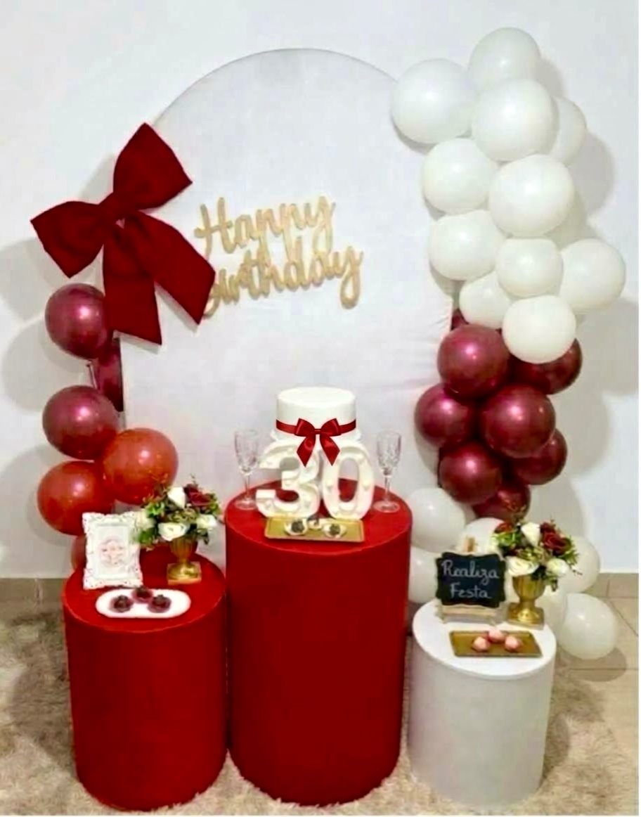 Kit Festa - Adulto Feminino Branco Com Laço Vermelho - Realiza Festa
