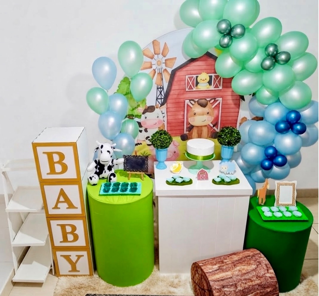 Kit Luxo Chá de Bebê Fazendinha Menino - Realiza Festa