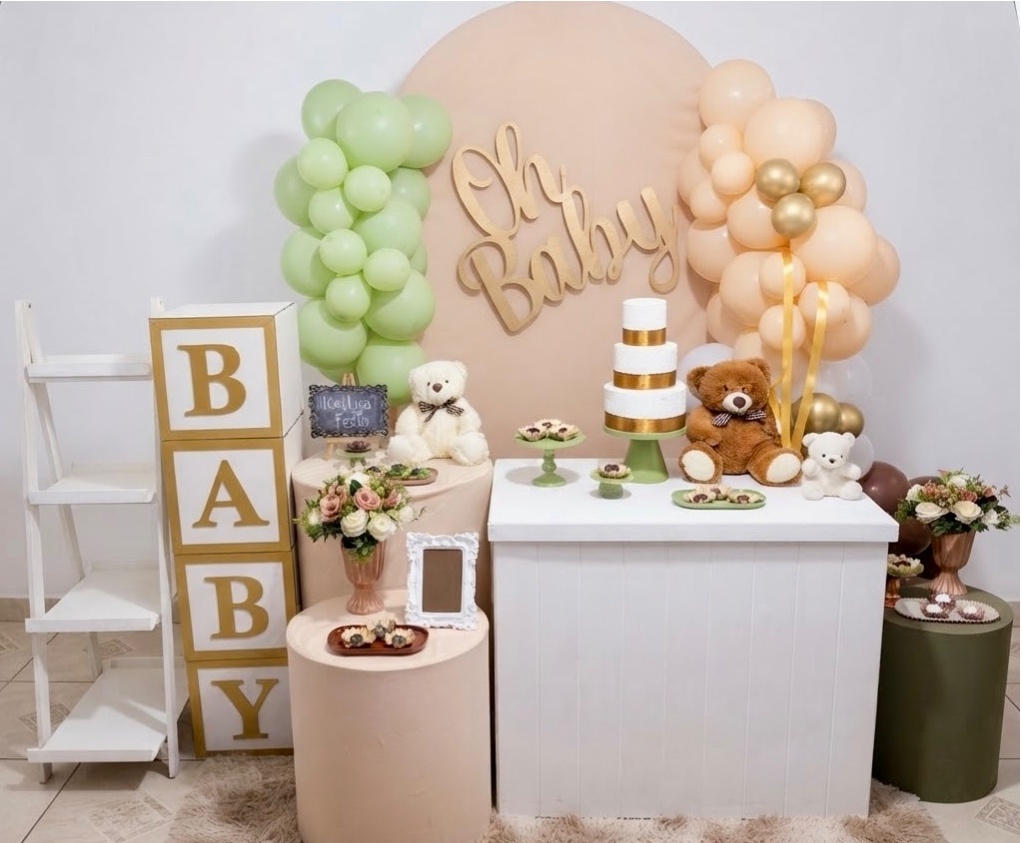 Kit Luxo Chá de Bebê Papaia Com Verde - Realiza Festa