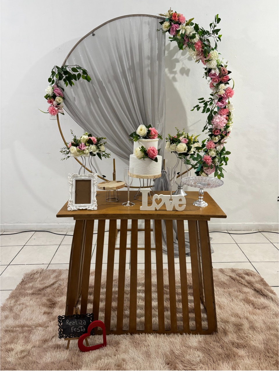 Kit Festa Casamento Rosa Com Prata Rústico - Realiza Festa
